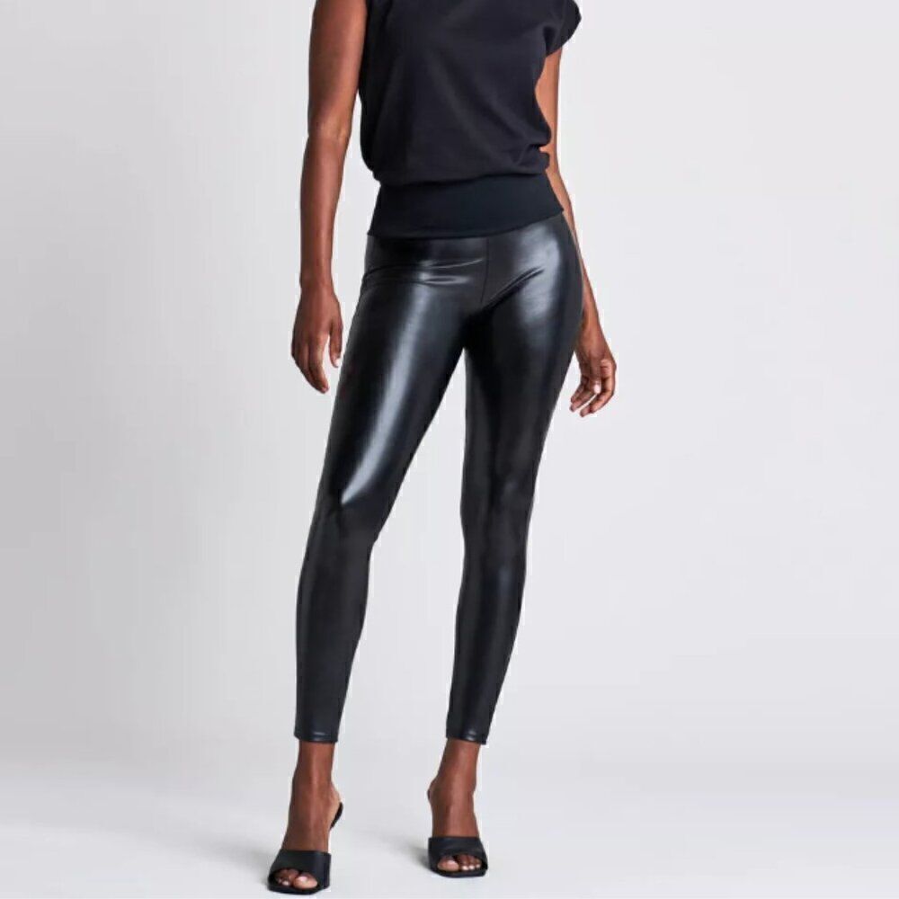 ASSETS BY SPANX All Over Faux Leather Leggings Size Small